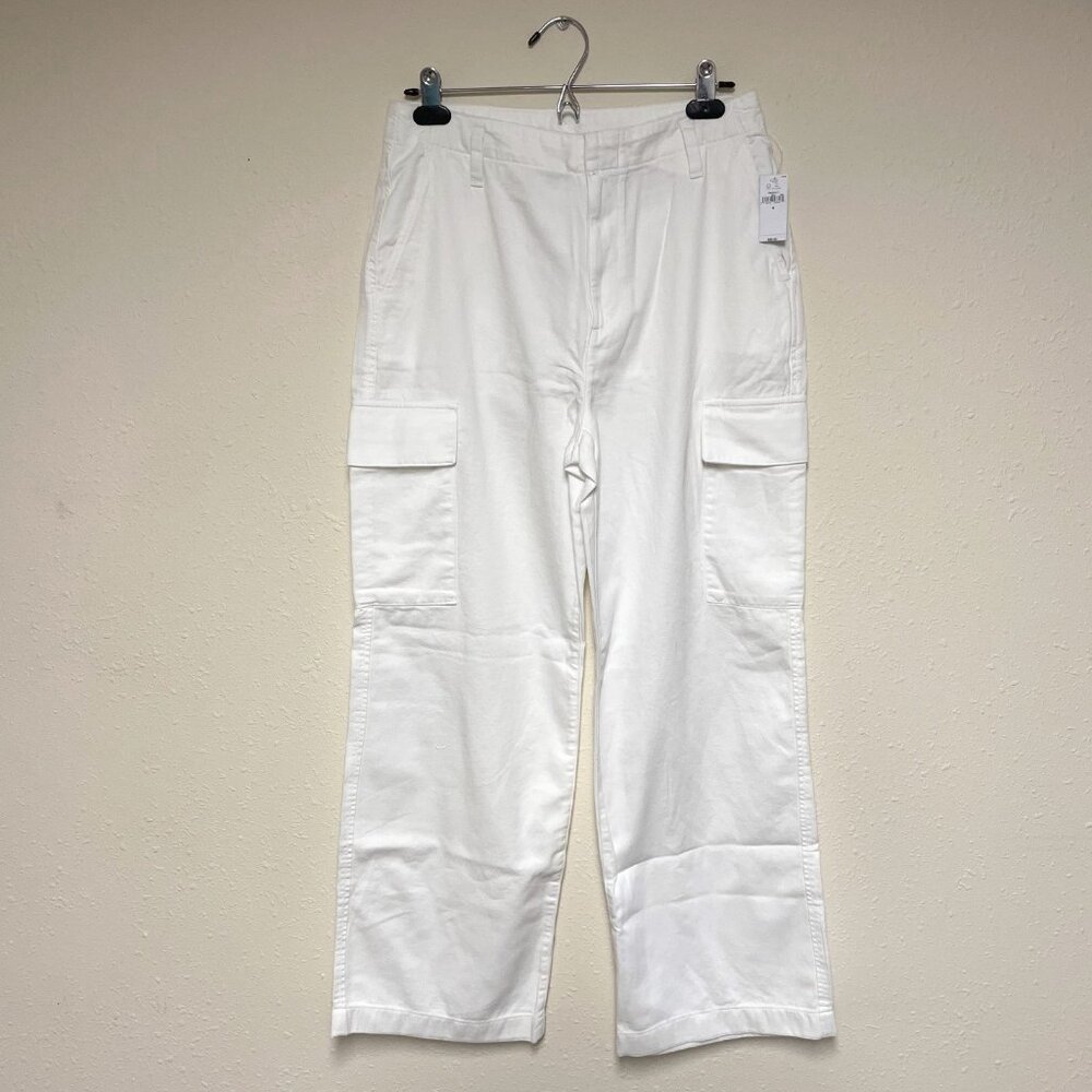 Gap Pants Broken Twill Loose Cargo New Off White Size 6 NWT